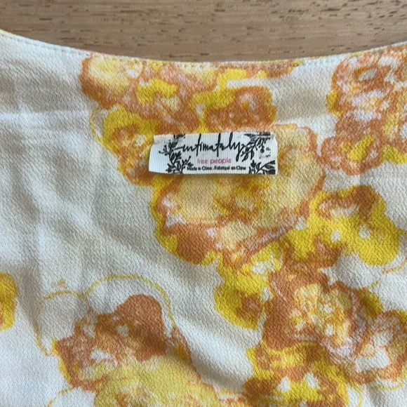 Free People Cream and Yellow Floral Lace-Trim Bodysuit - Picture 3 of 4